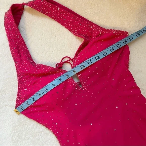 Beaded Barbie Pink Floor Length Formal Gown Prom Homecoming Dress Hot Pink - Picture 12 of 14